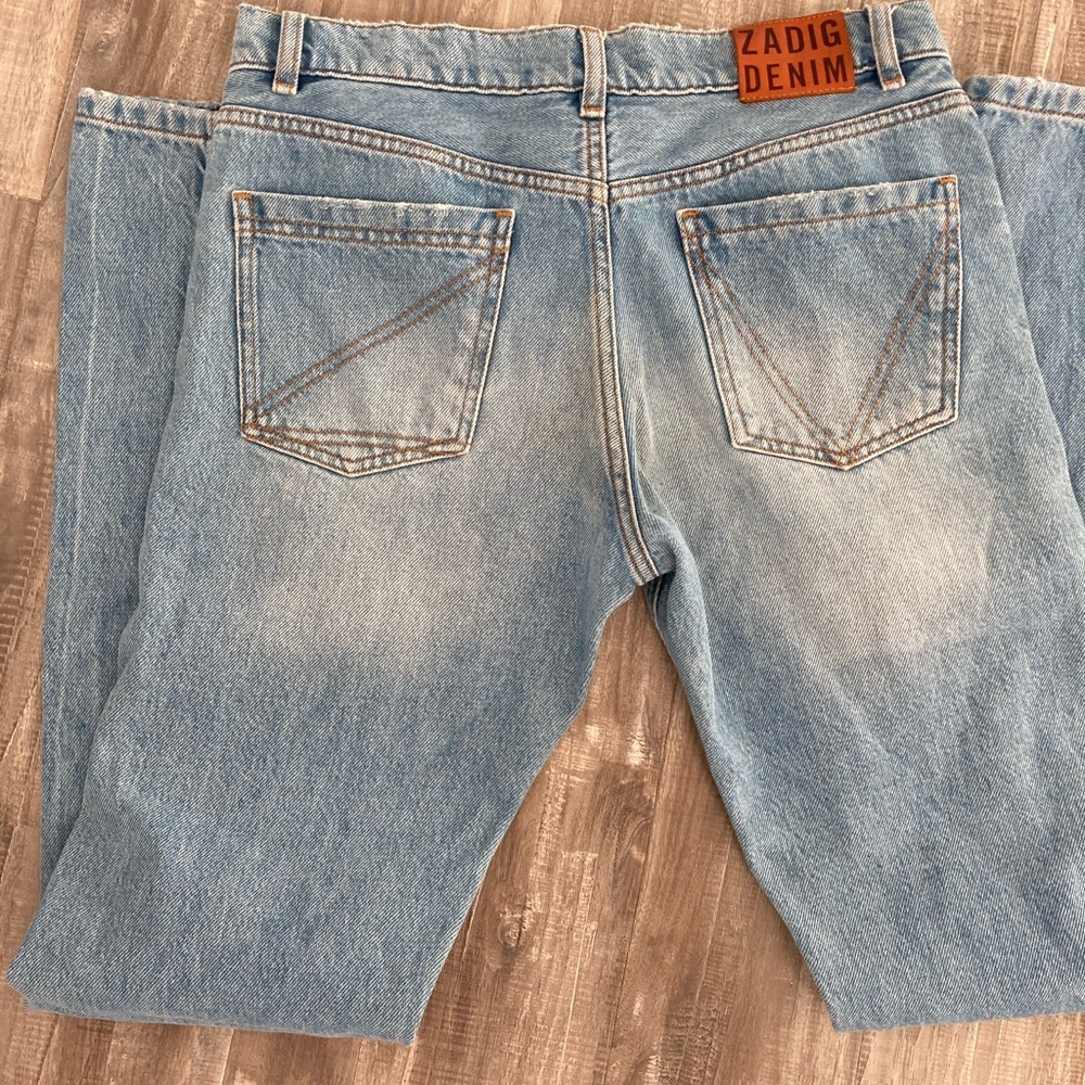 Zadig & Voltaire "Erini Show" Light Blue Wash Button Fly Mid Rise Jeans. - Picture 5 of 9